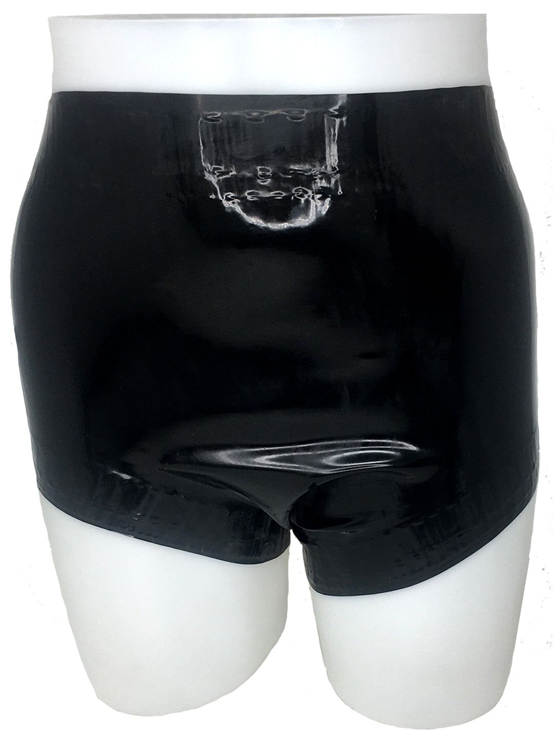 Black Latex Briefs With Half Penis Sheath Open Rubber Underwear