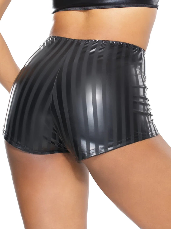 High Waisted Striped Wetlook Shorts