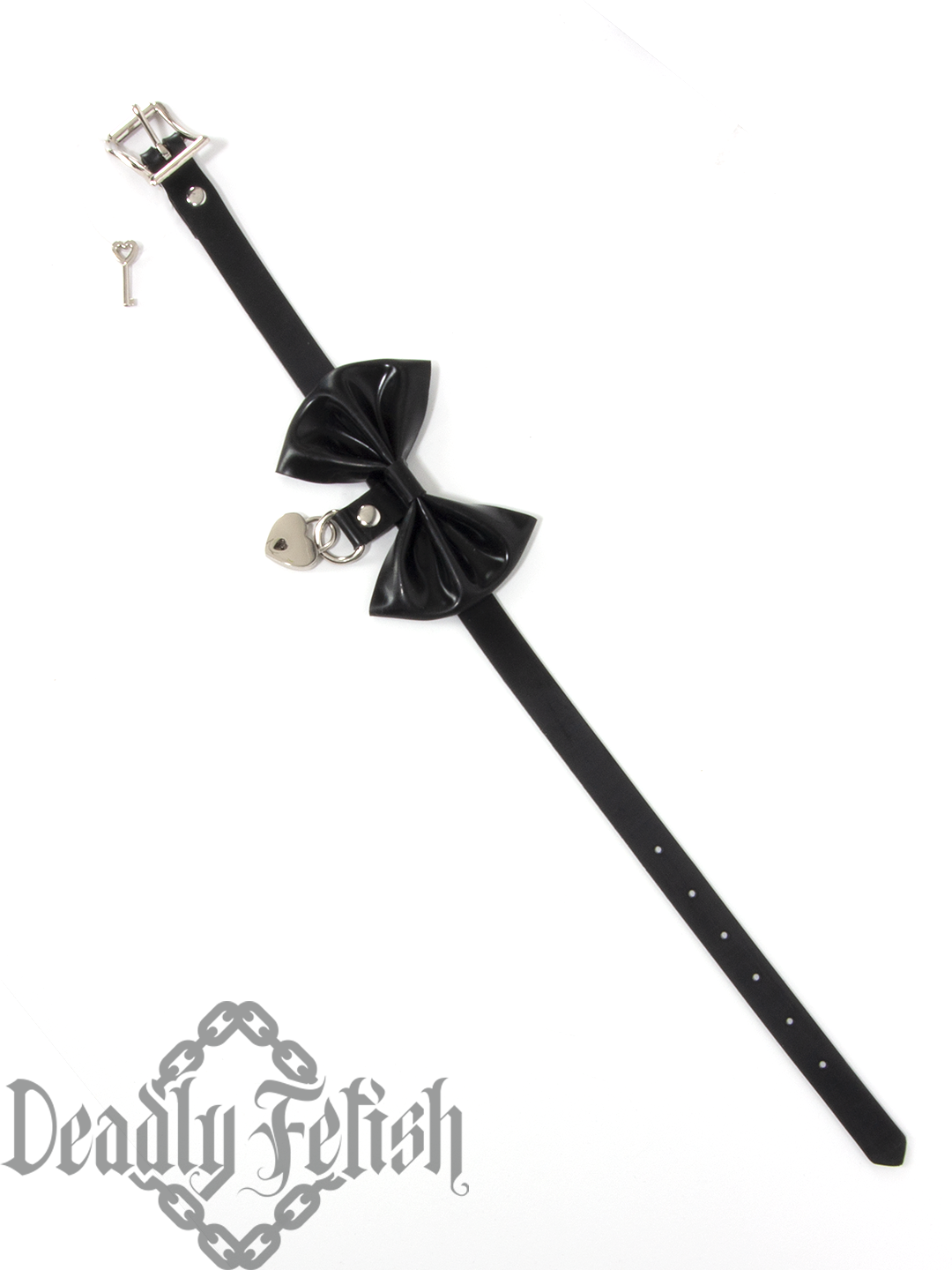 Deadly Fetish Latex: Basic Slim Bow Choker with D-Ring