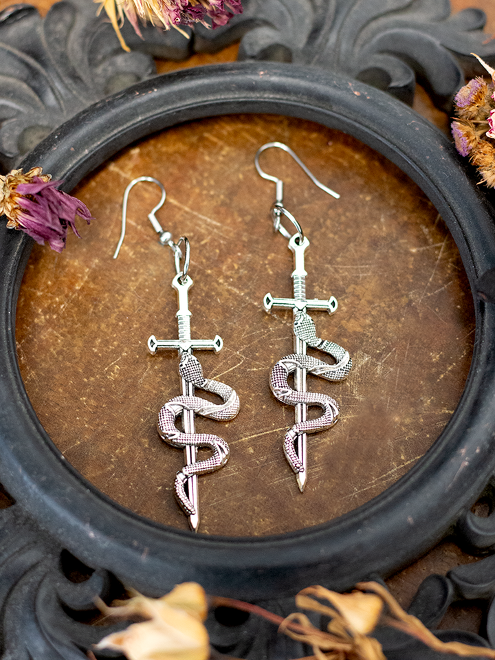 Dagger with Snake Earrings