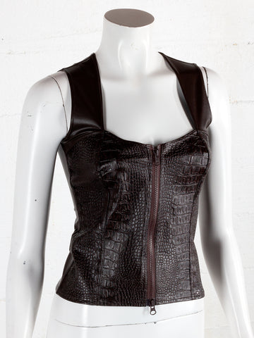 Textured Vegan Leather Square Neck Top – Deadly Couture Inc.