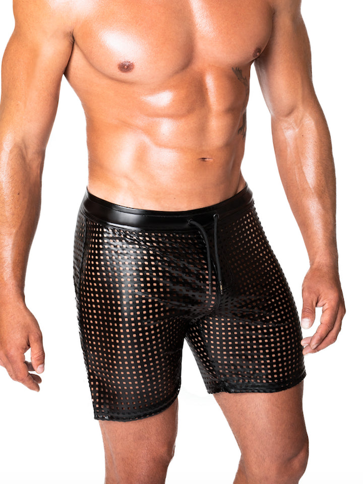 Lasercut Wetlook Shorts with Drawstring Waist