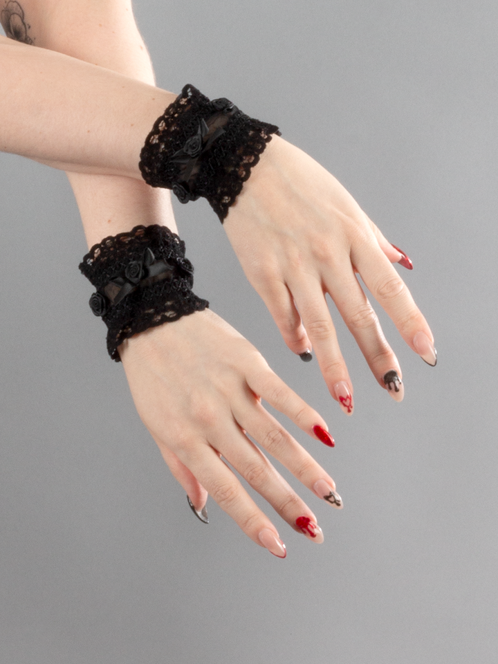 Mesh and Lace Wrist Cuffs