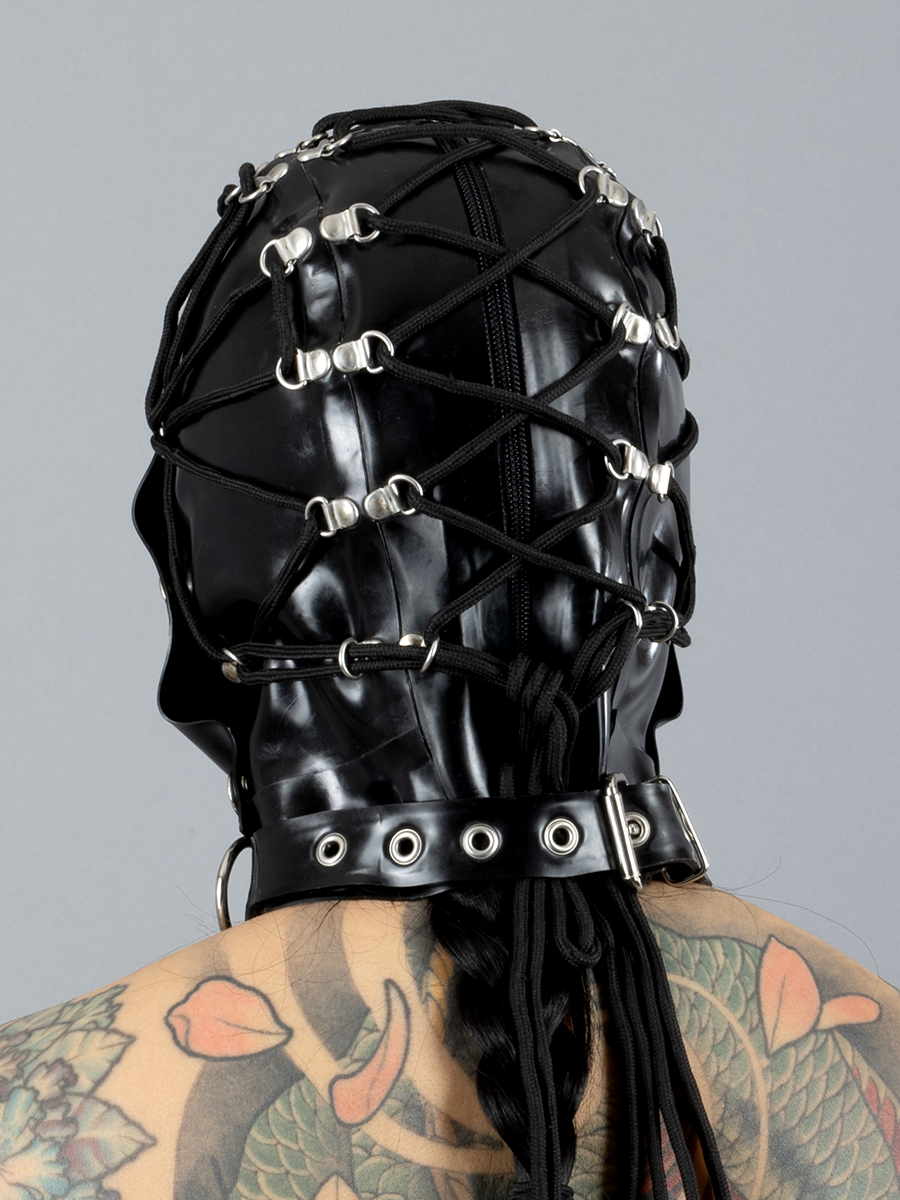 Heavy Latex Tie Back Bondage Hood