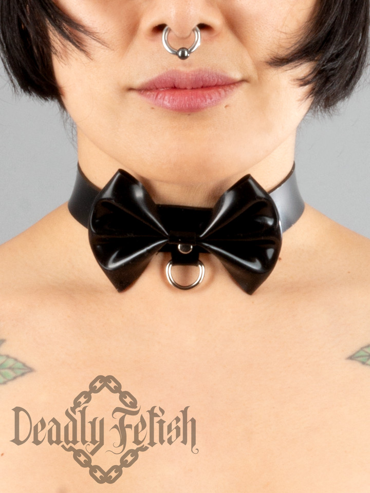 Deadly Fetish Latex: Basic Bow Choker with D-Ring