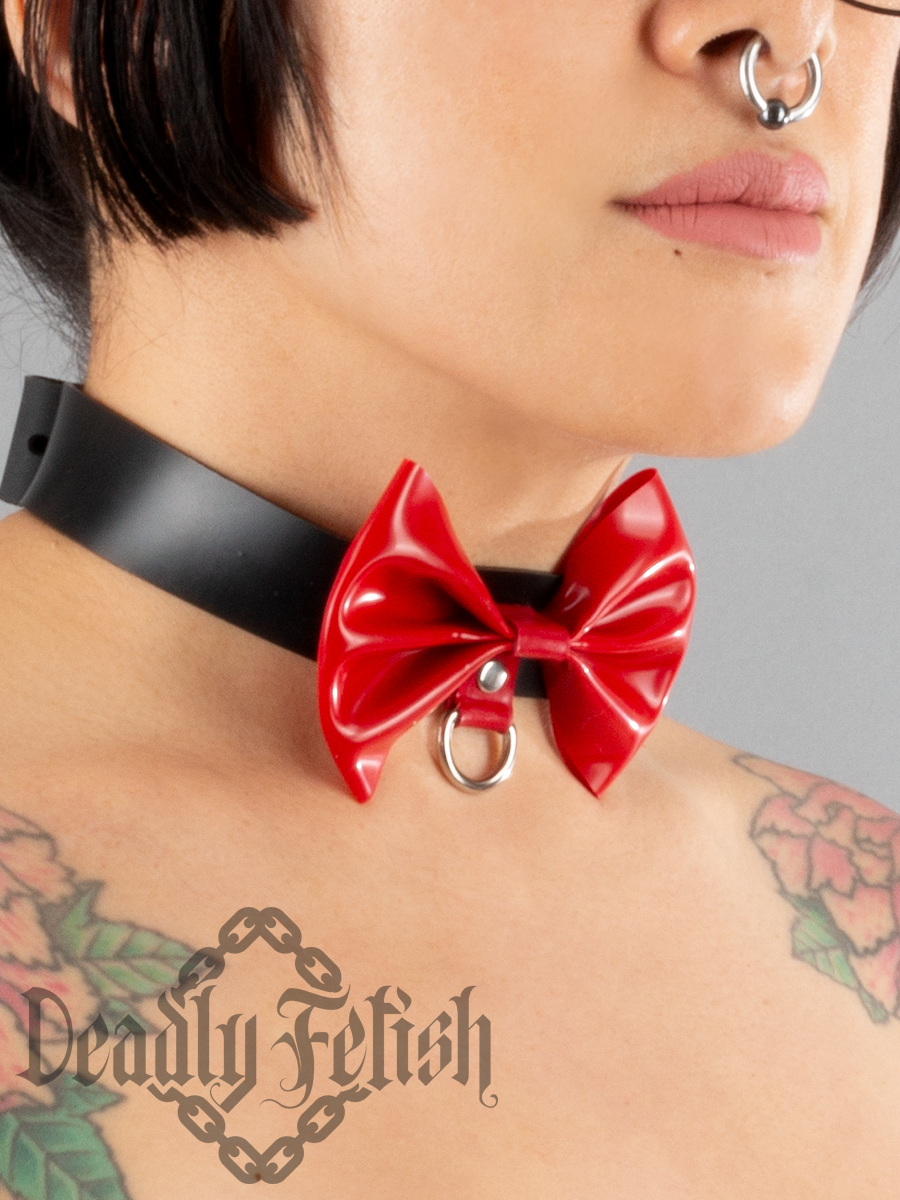 Deadly Fetish Latex: Basic Bow Choker with D-Ring