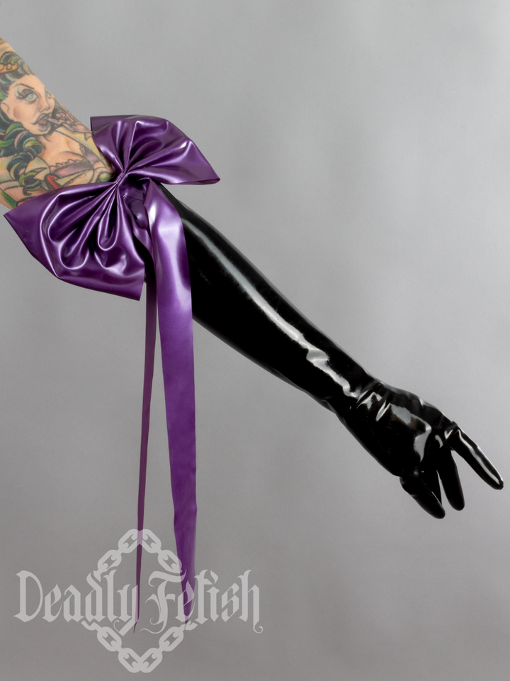 Deadly Fetish Latex: Elbow Gloves With Large Bow