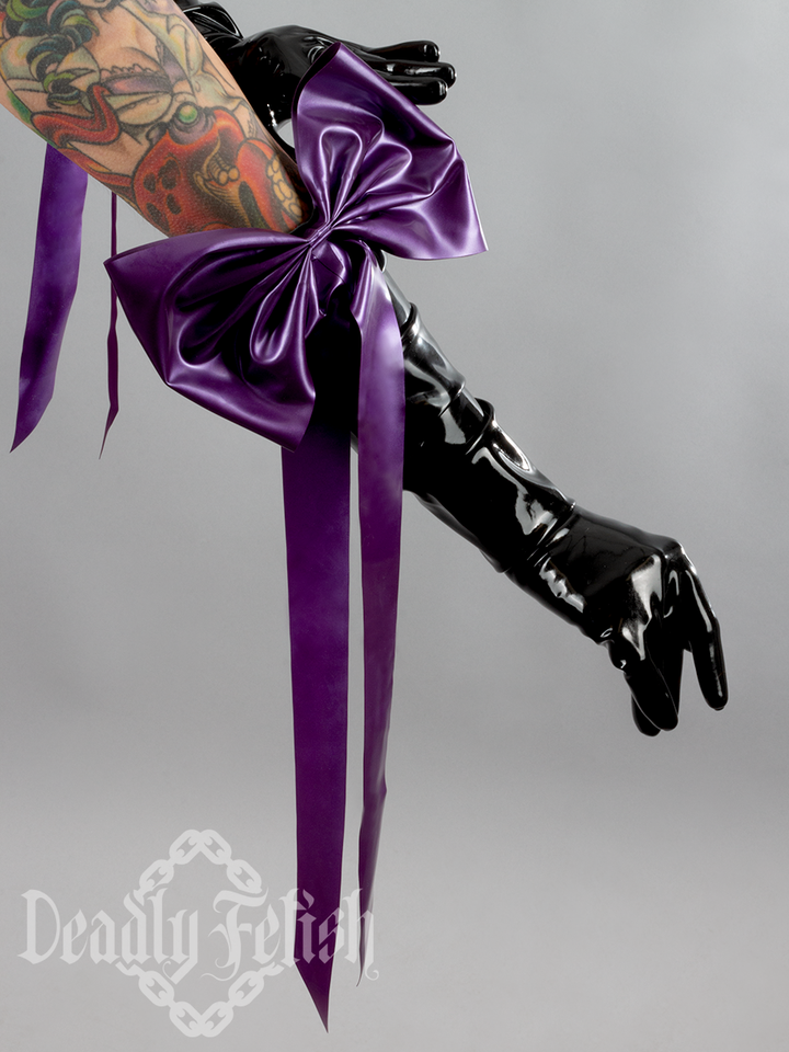 Deadly Fetish Latex: Elbow Gloves With Large Bow