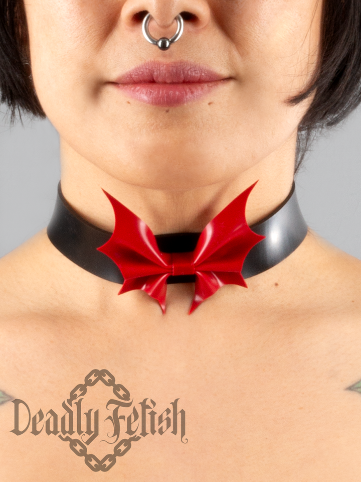 Deadly Fetish Made-to-Order Latex: Basic Bat Bow Choker