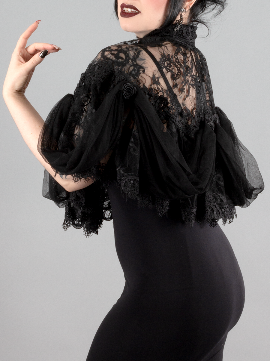 Lace Capelet with Draped Tulle