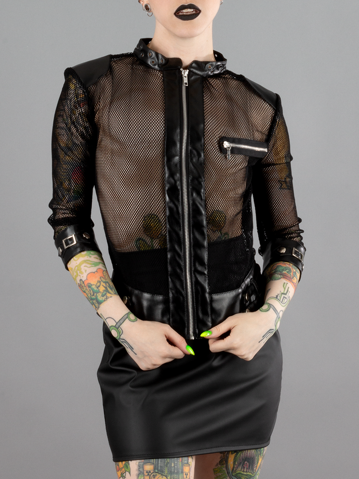 Electra Vegan Leather and Fishnet Jacket