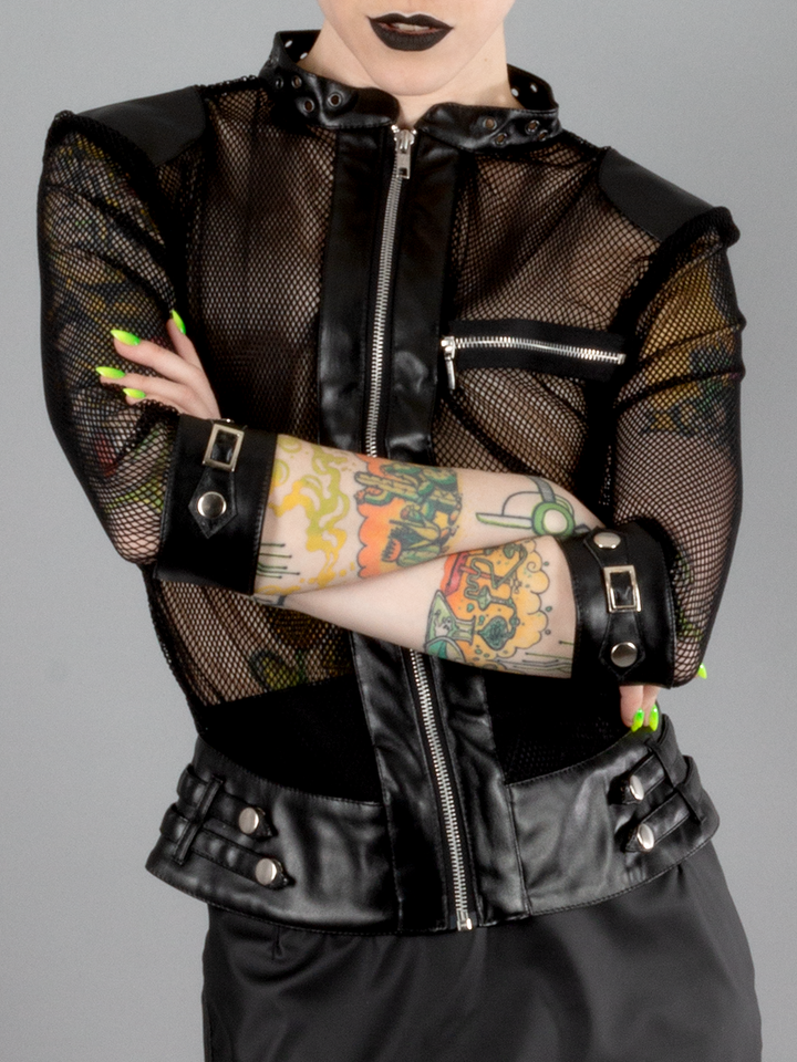 Electra Vegan Leather and Fishnet Jacket