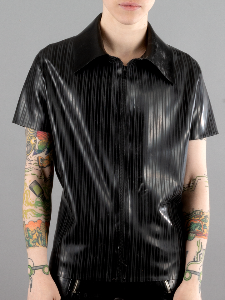 Striped Latex Collared Shirt