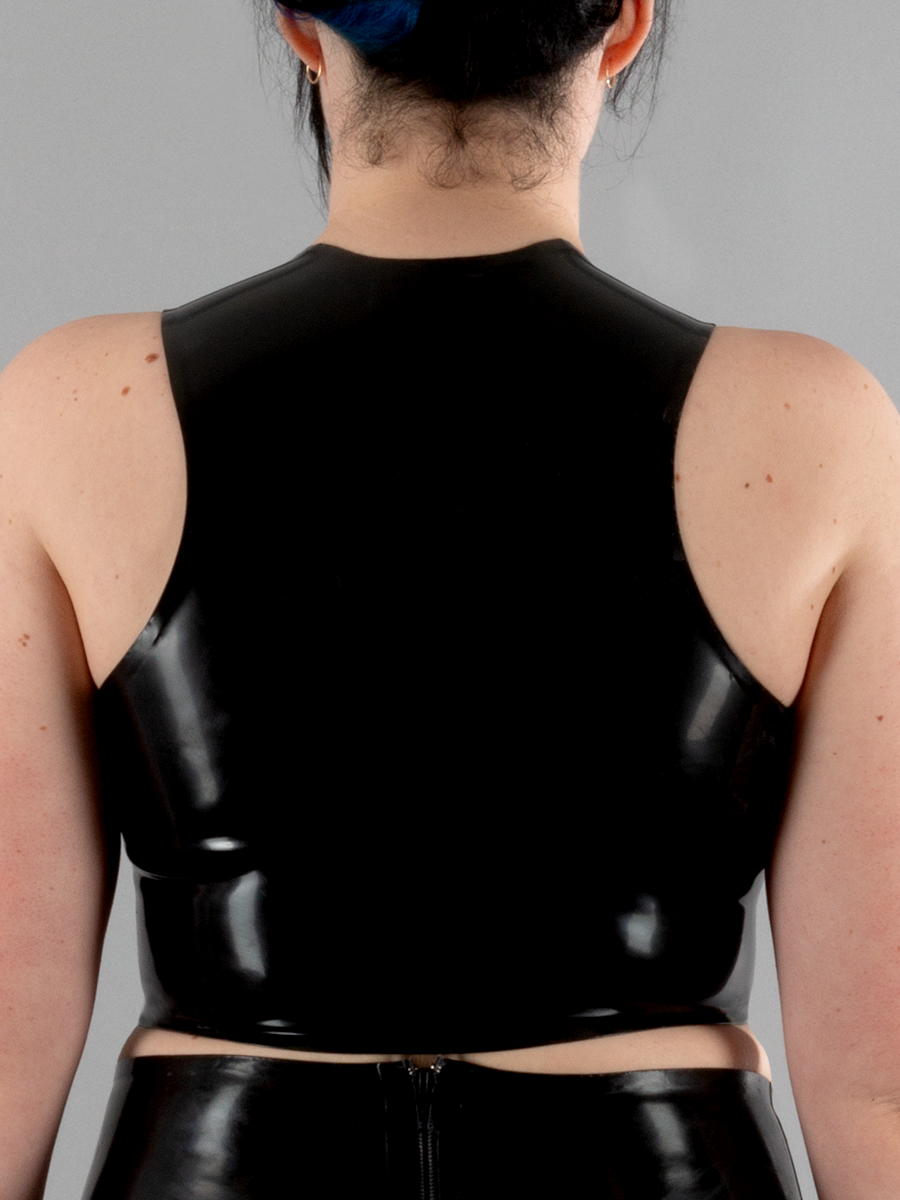 Front Zip Cropped Latex Top