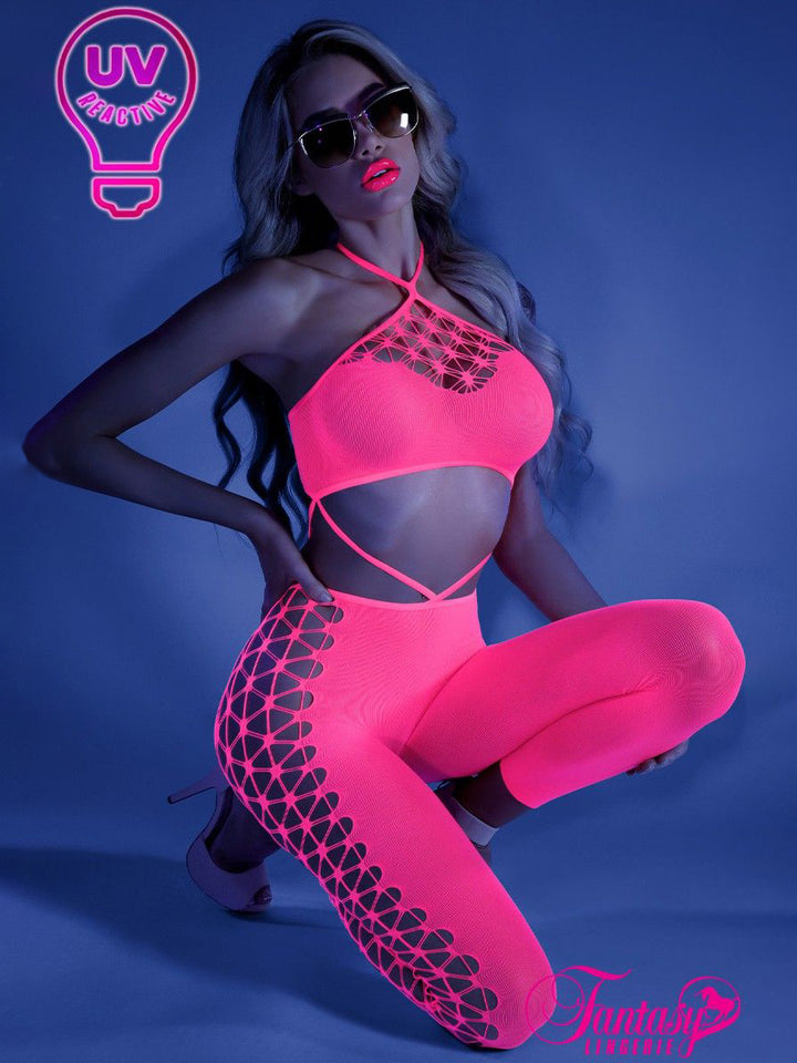 Fishnet Halter Neck Crop Top and Leggings Set