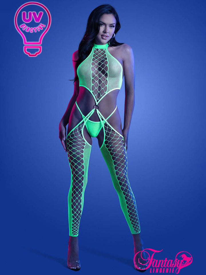 Footless Fishnet Crossover Bodystocking