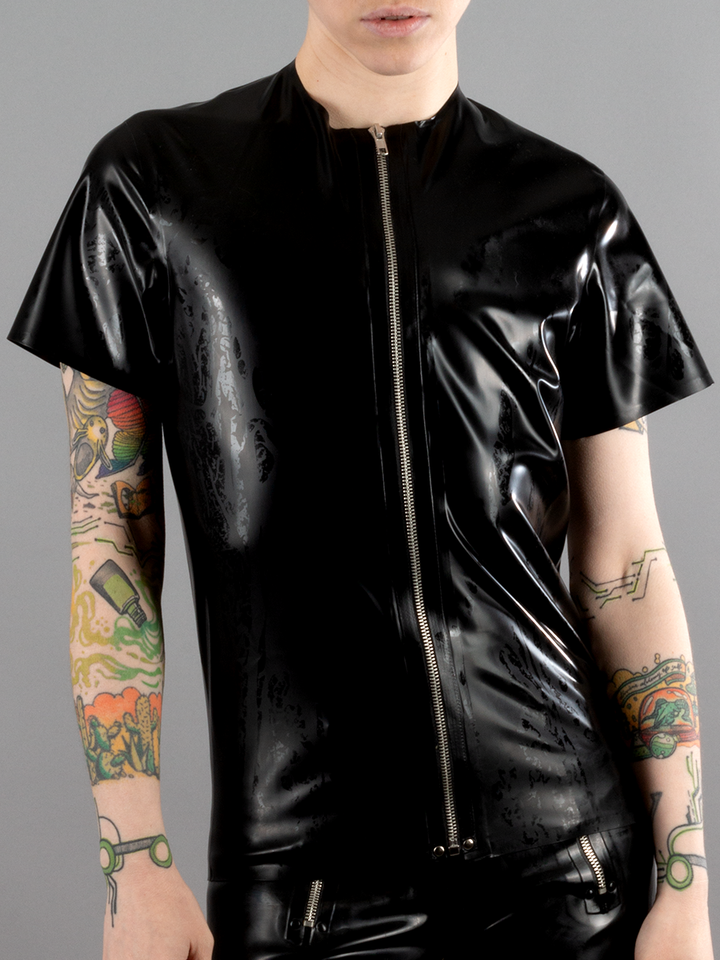 Front Zip Latex T-Shirt