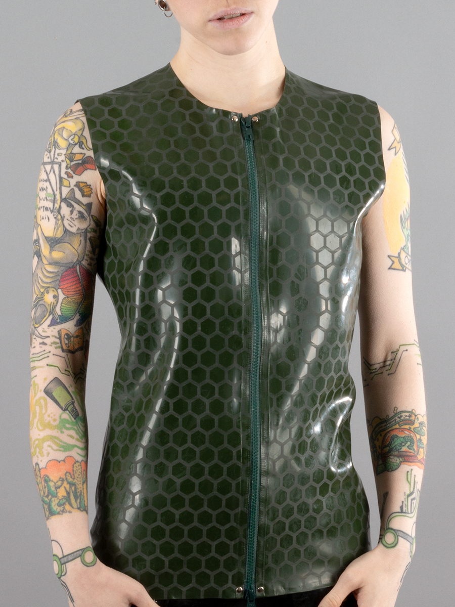 Textured Latex Vest with Front Zip