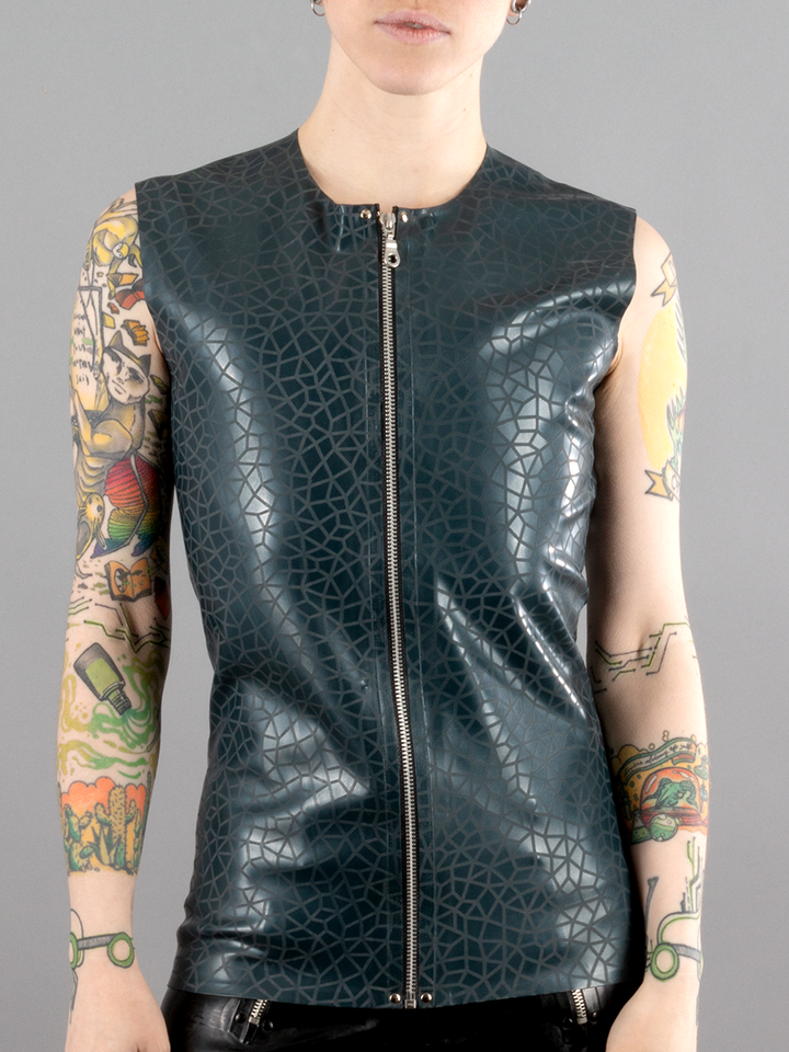 Textured Latex Vest with Front Zip