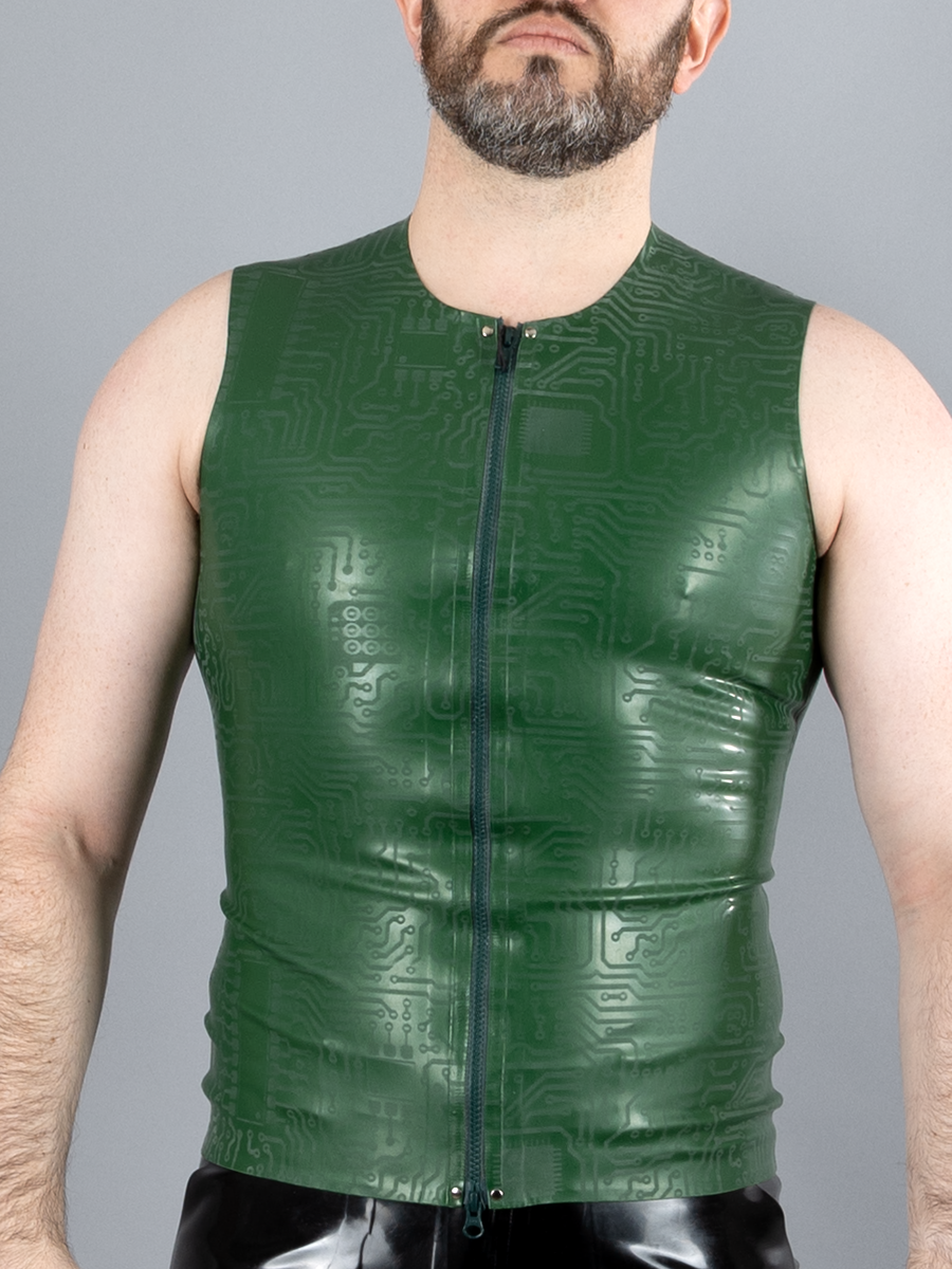 Textured Latex Vest with Front Zip