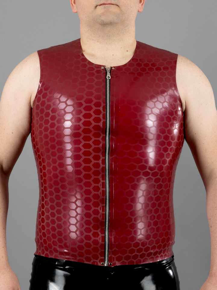 Textured Latex Vest with Front Zip