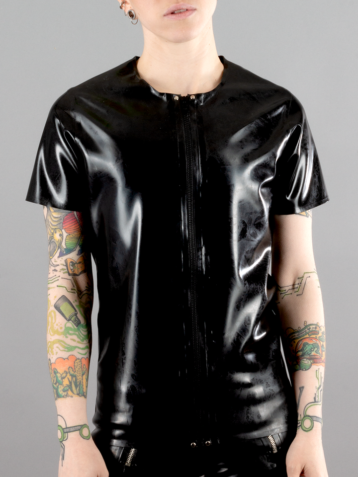 Latex Zip Front T Shirt