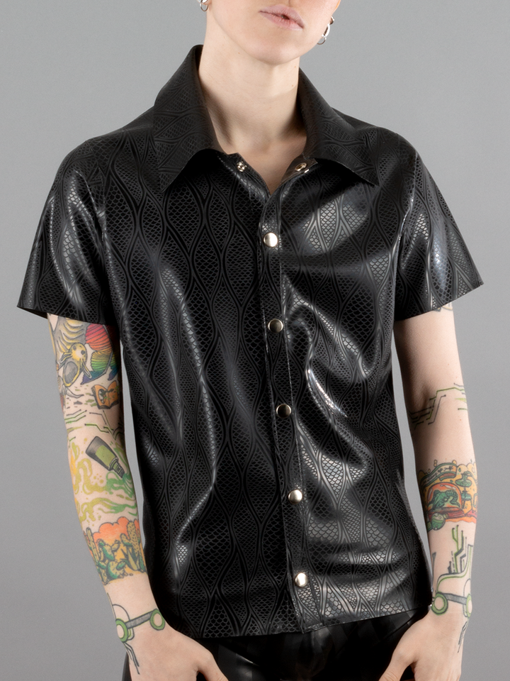 Textured Latex Polo Shirt