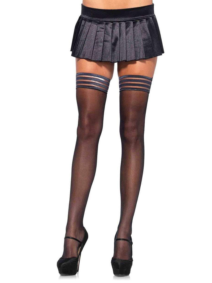 Stay Up Sheer Stockings with Striped Top