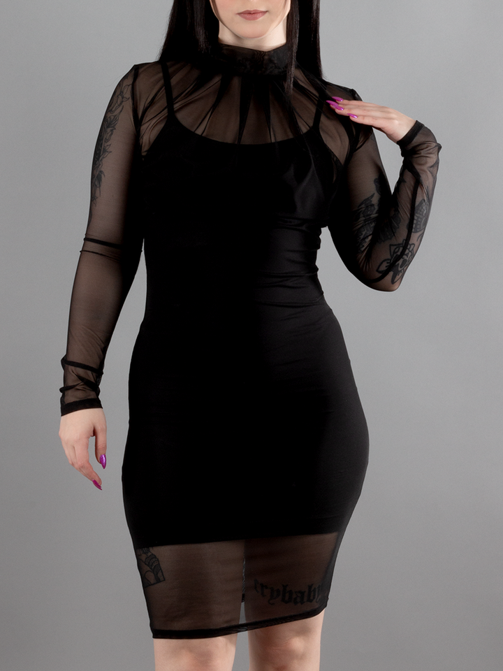 Mesh High Neck Dress