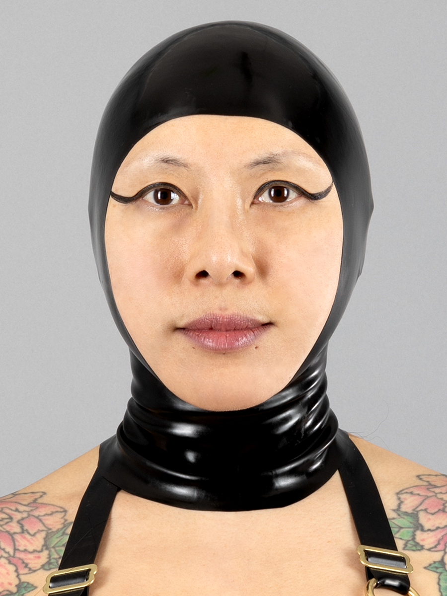 Latex Open Face Hood with Straight Across Cut