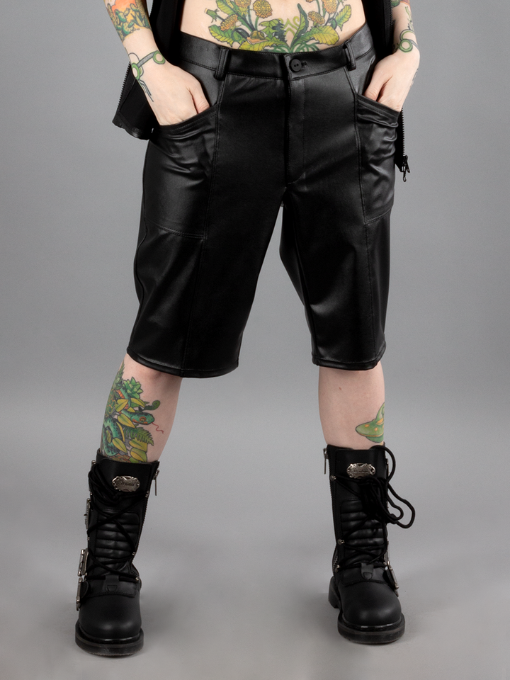 Vegan Leather Bermuda Shorts