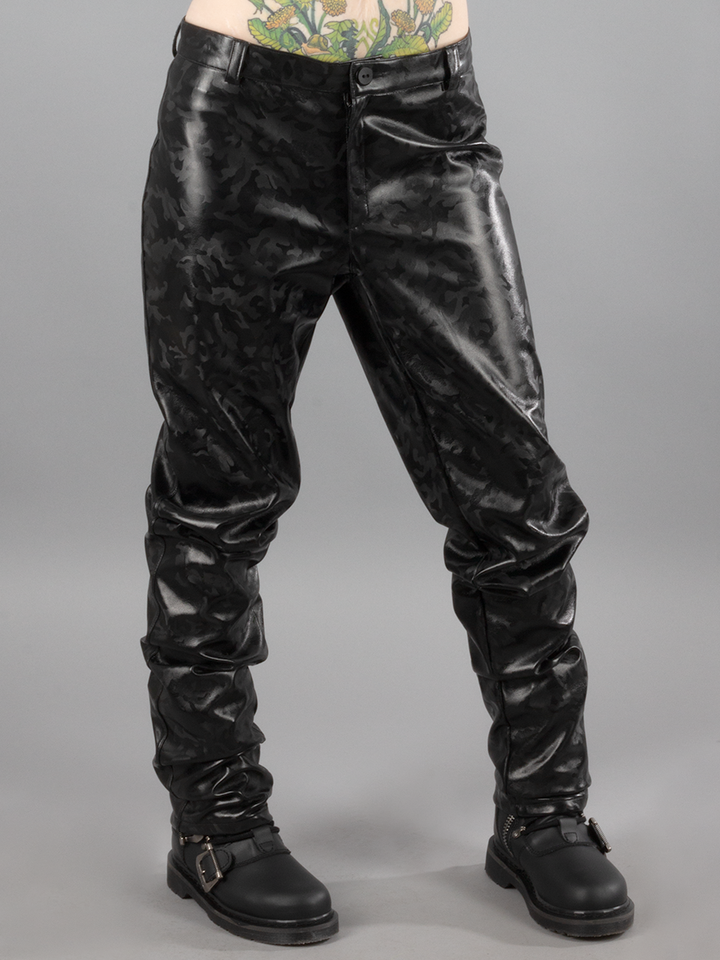 Black Camo Wetlook Pants