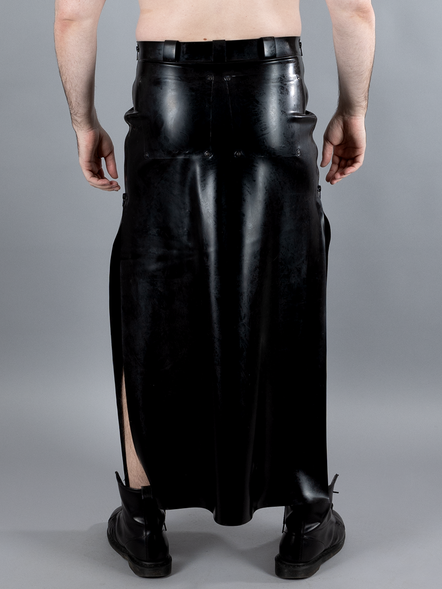 Black Latex Split Skirt