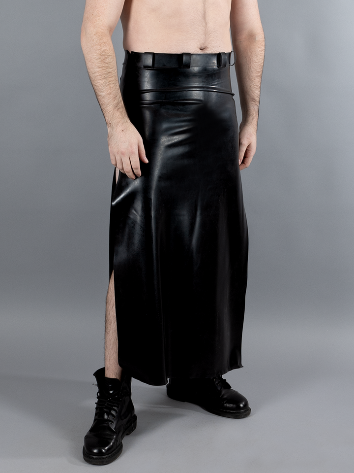 Black Latex Split Skirt