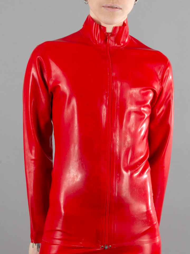 Latex Long Sleeved Shirt with Front Zip