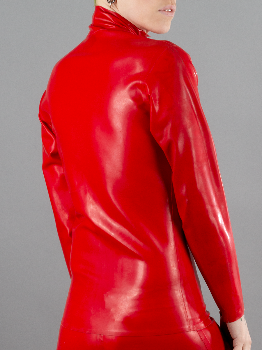 Latex Long Sleeved Shirt with Front Zip