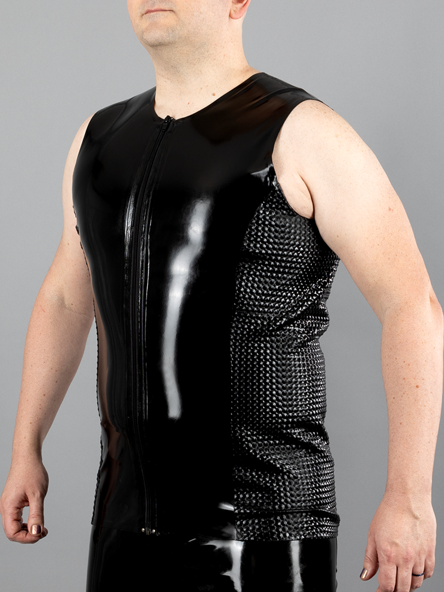 Latex Moto Vest with Textured Panels