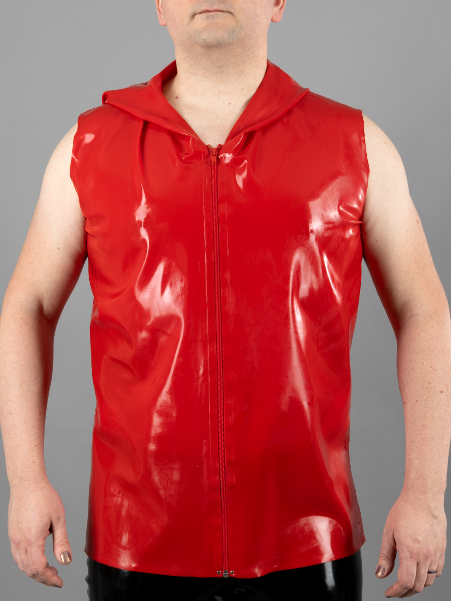 Latex Hooded Vest with Coloured Zipper