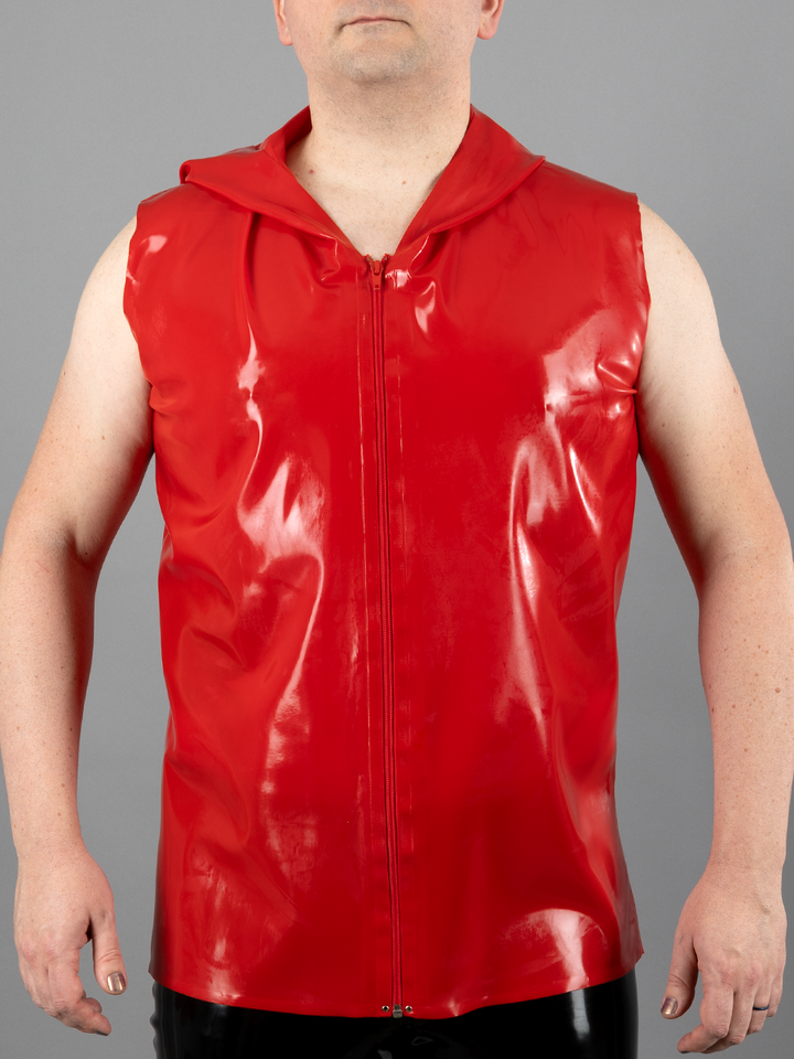 Latex Hooded Vest with Coloured Zipper